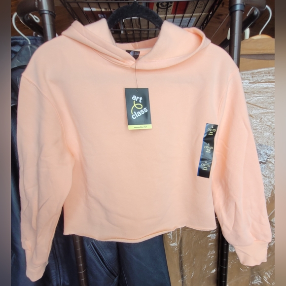 2 /$15  NEW Art Class Popover Cropped Hoodie Size L  10 - 12 Peach Sorbet NWT - Picture 2 of 13